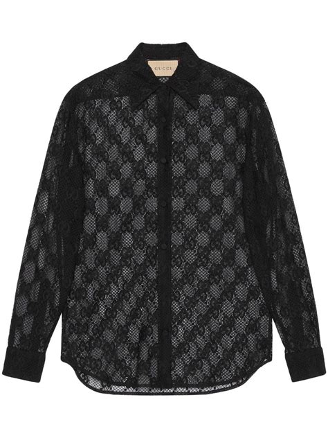 chemise gucci homme noir|Chemise en jacquard de nylon à motif GG en noir.